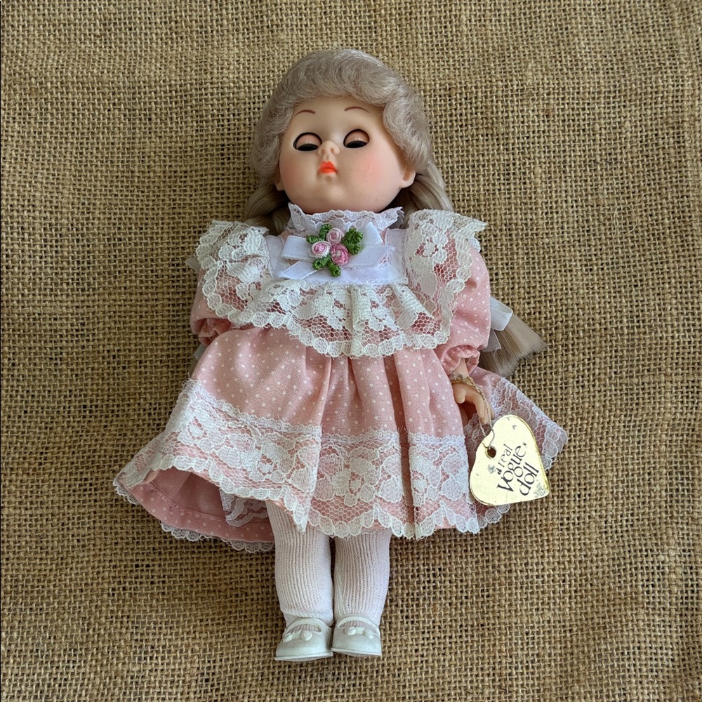 Vintage-Style Pink Lace Doll with Floral Accent - Kids Toys